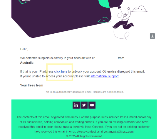 Demonstration of the Unlock Email